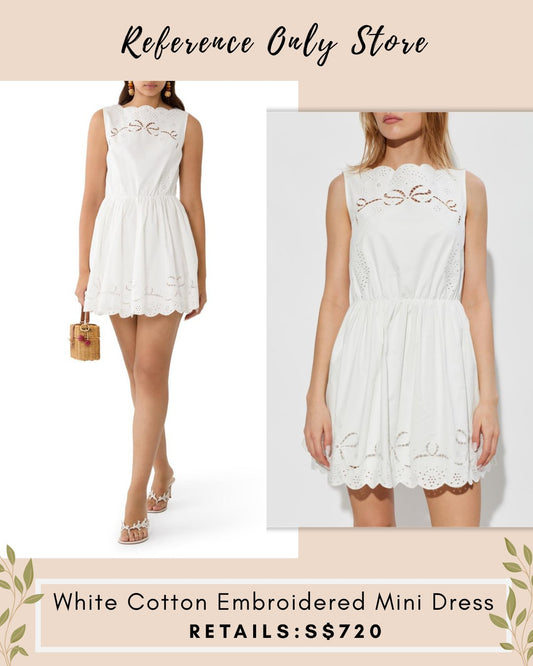 SP White cotton embroidered mini dress