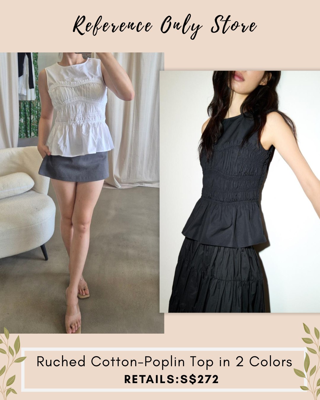 MC Ruched cotton poplin top
