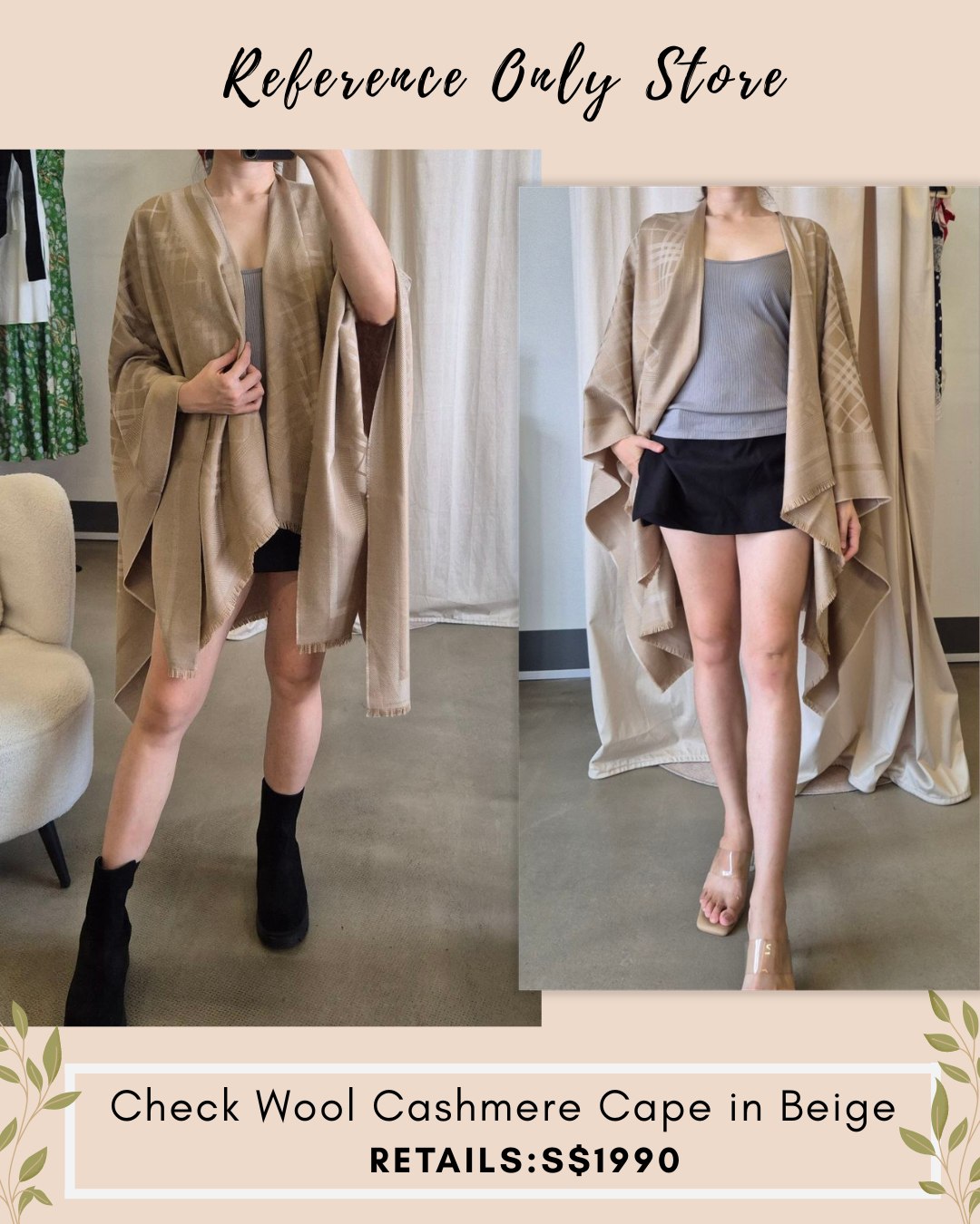 Back in! BBR Check Wool Cashmere cape