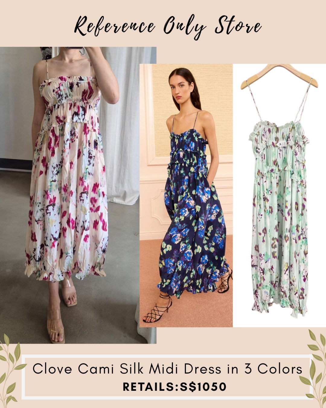 UJ Clove Cami silk dress in 3 colors