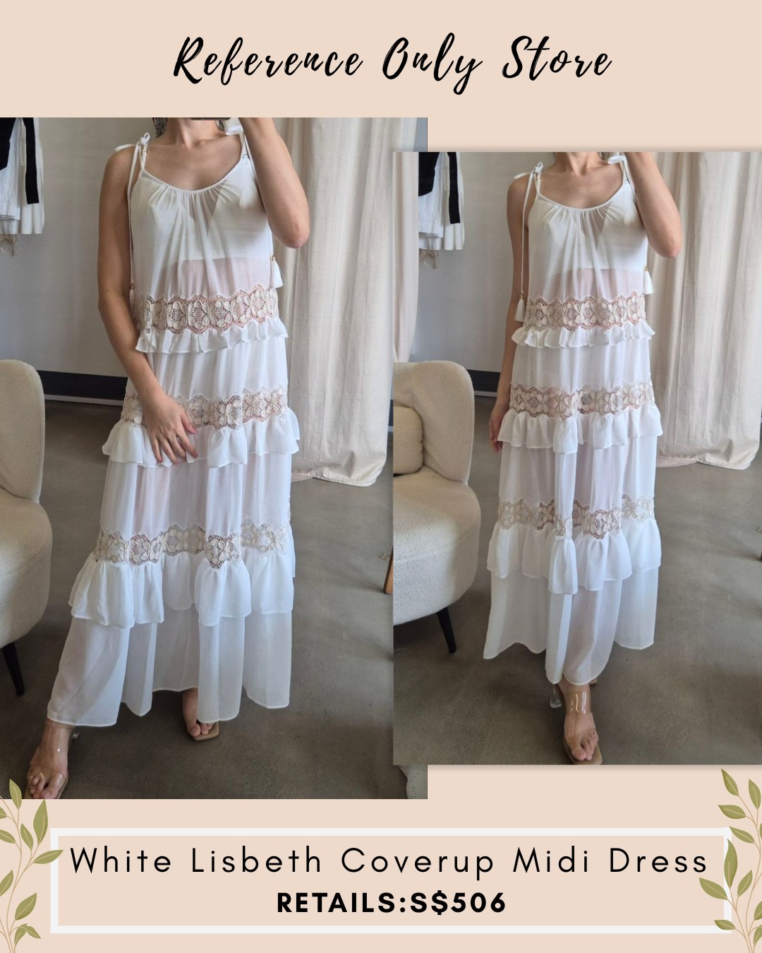 RB White lisbeth coverup midi dress