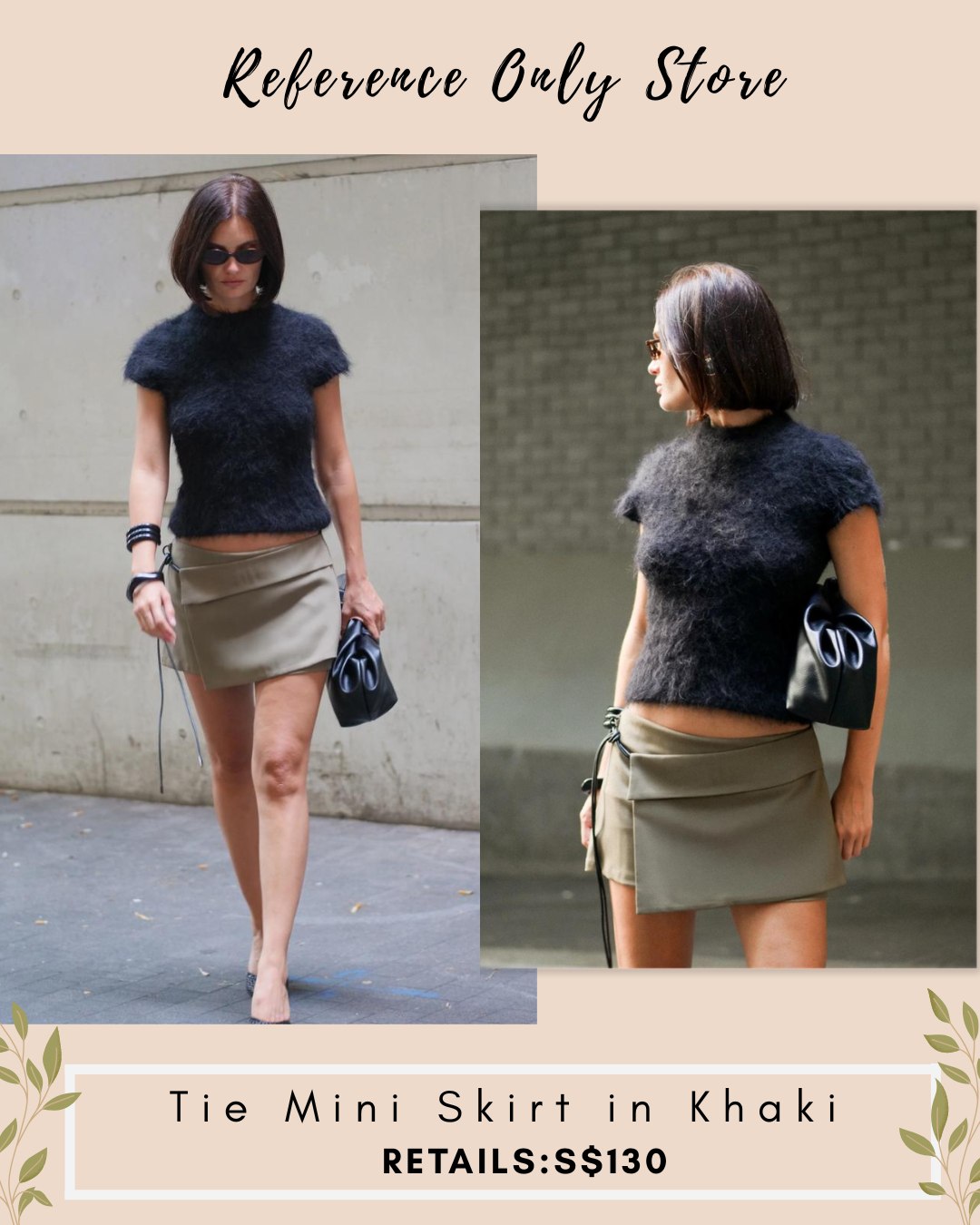 NV Tie Mini skirt in khaki