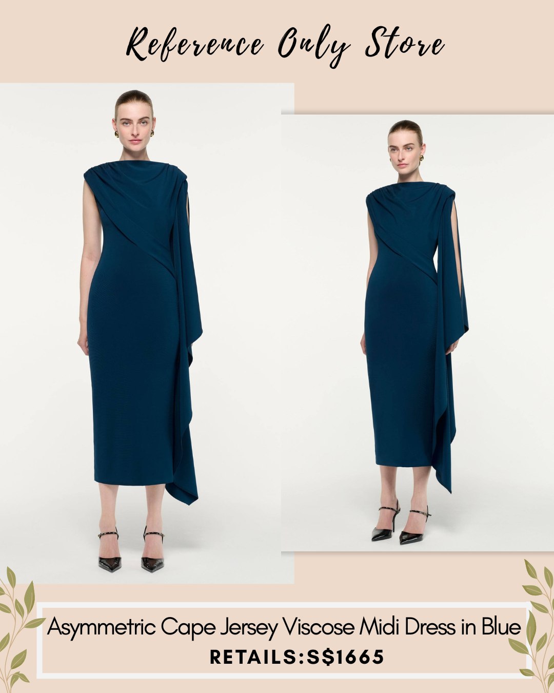 RM Asymmetric cape viscose Blue Midi dress