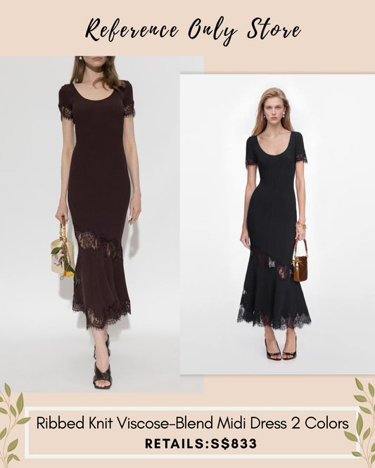 SP Ribbed knit viscose blend midi dress in 2 colors