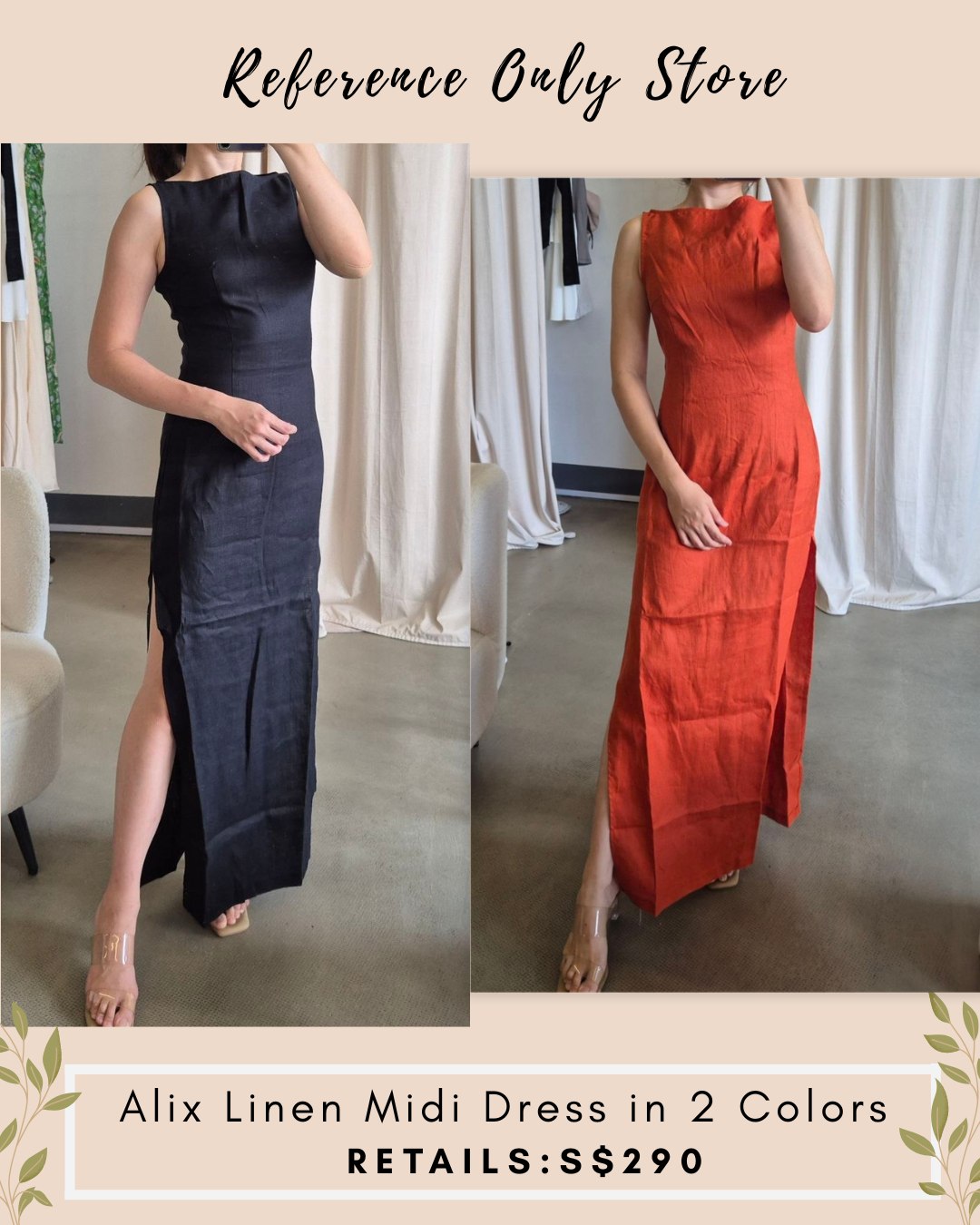 Ref Alix Linen Midi dress in 2 colors