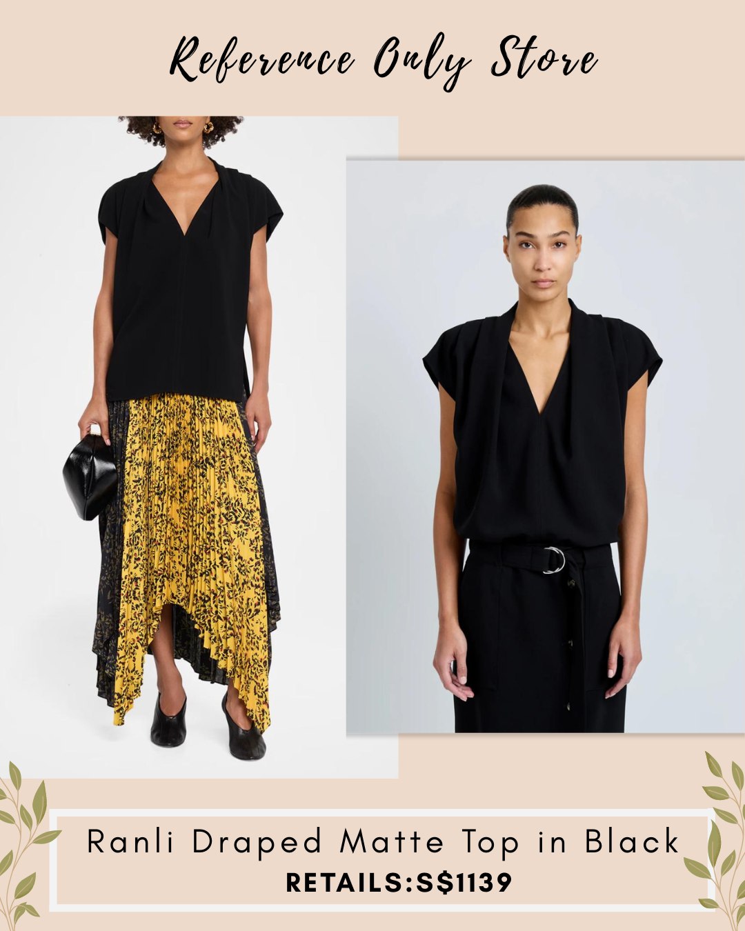 PS Ranli drpaed matte top in black