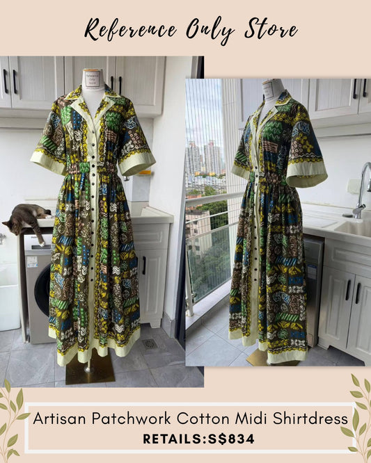 AM Artisan patchwork midi shirt dress