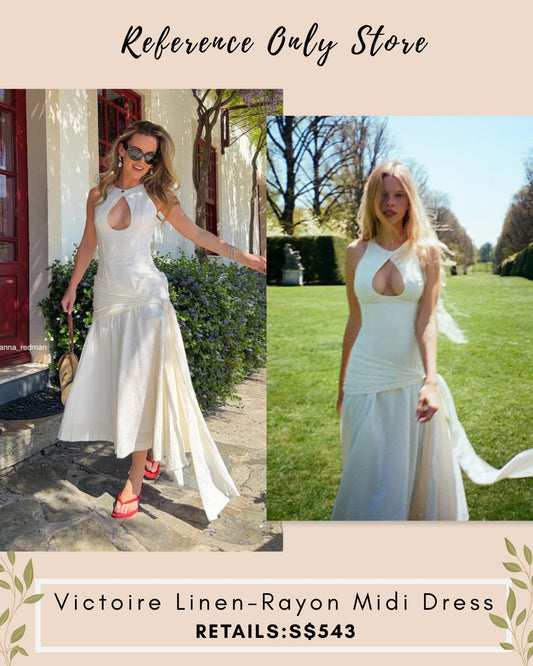 GZ Victoire linen rayon midi dress in white