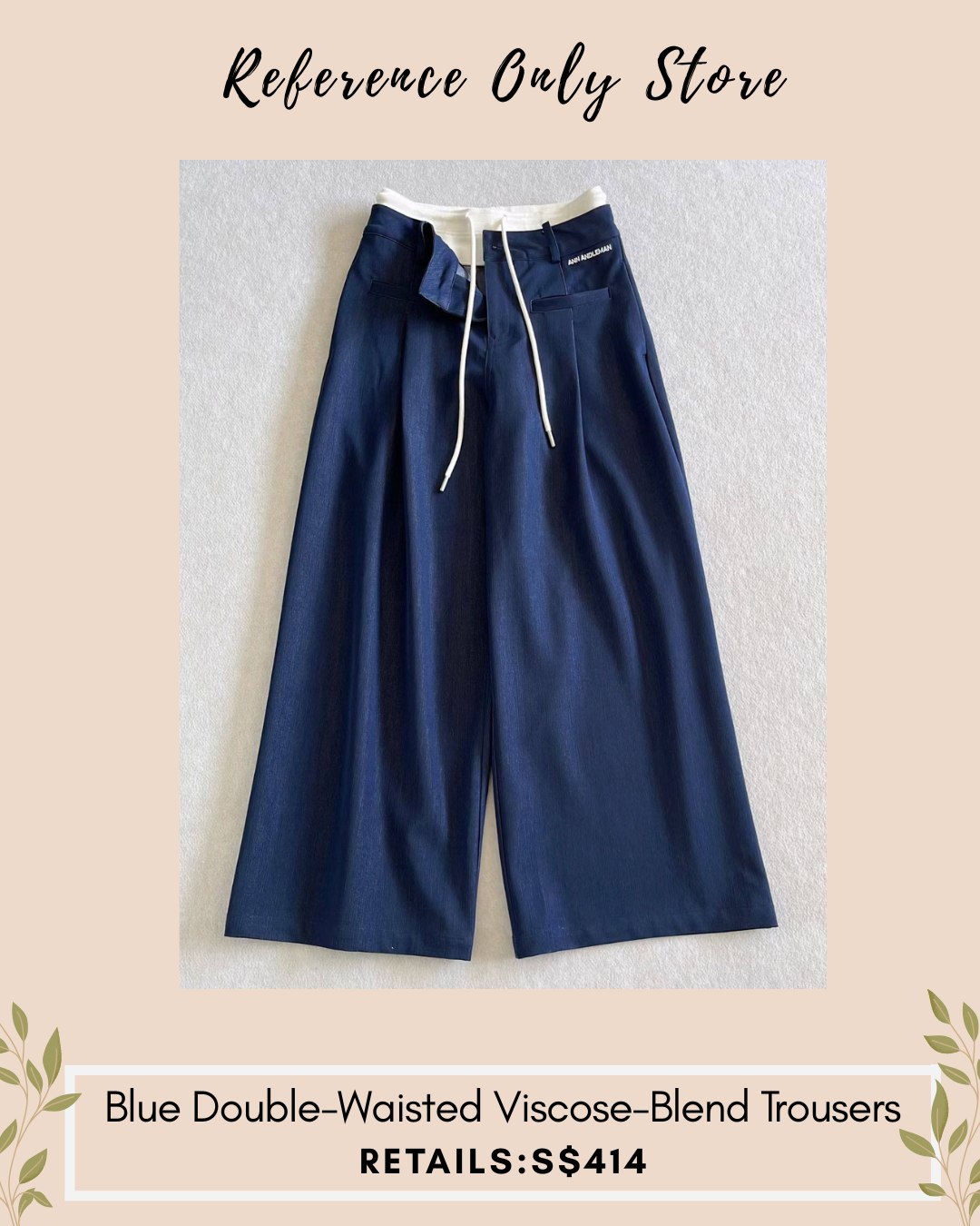 AA Blue double waisted viscose blend trousers
