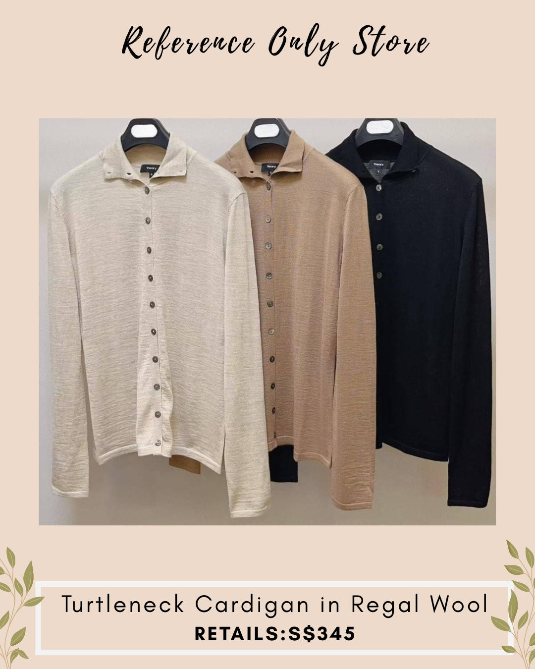 TH 100% turtleneck cardigan wool long sleeve button down top
