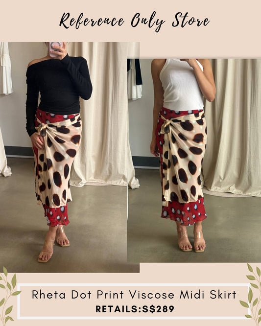 RB Rheta dot print viscose midi skirt