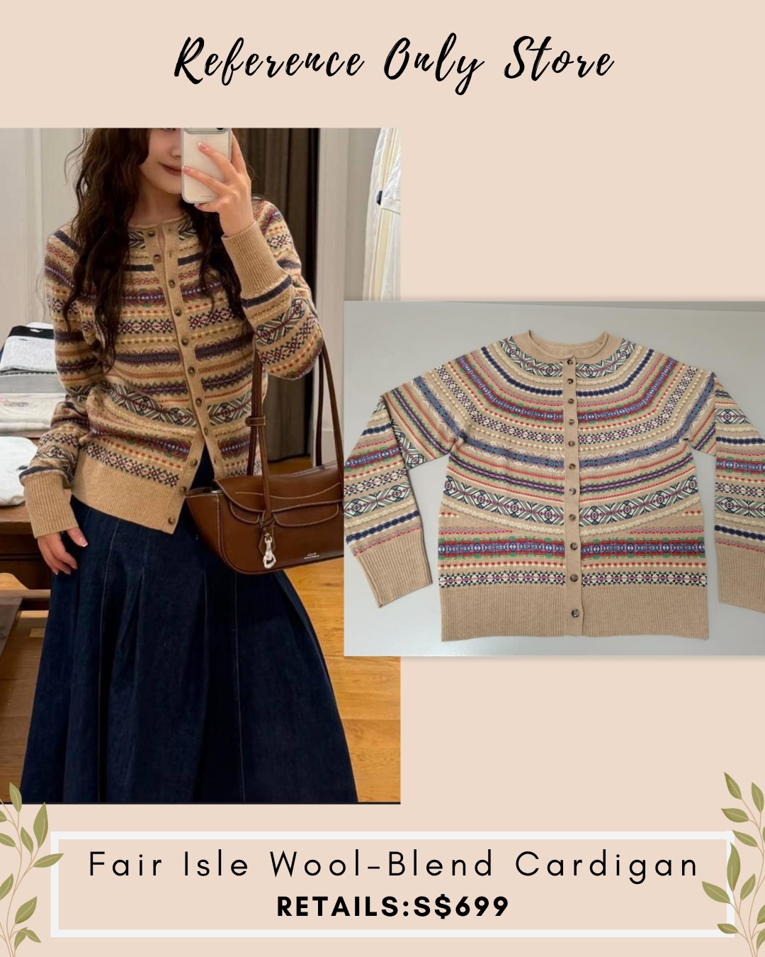 rl fair isle wool blend sweater cardigan
