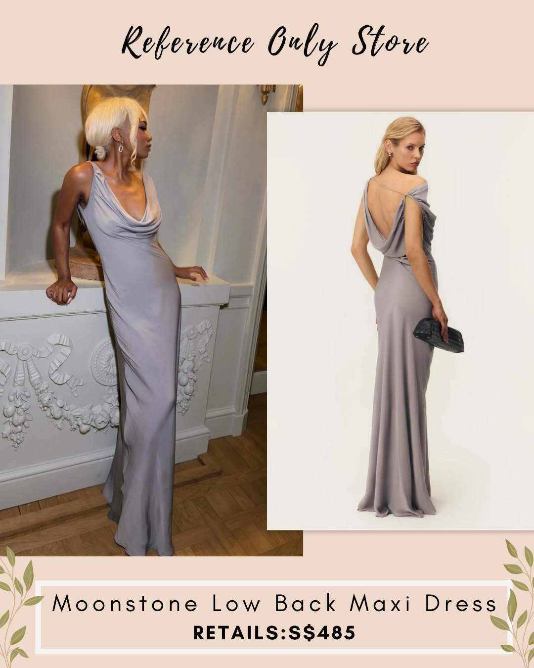 AO Moonstone grey low back maxi dress