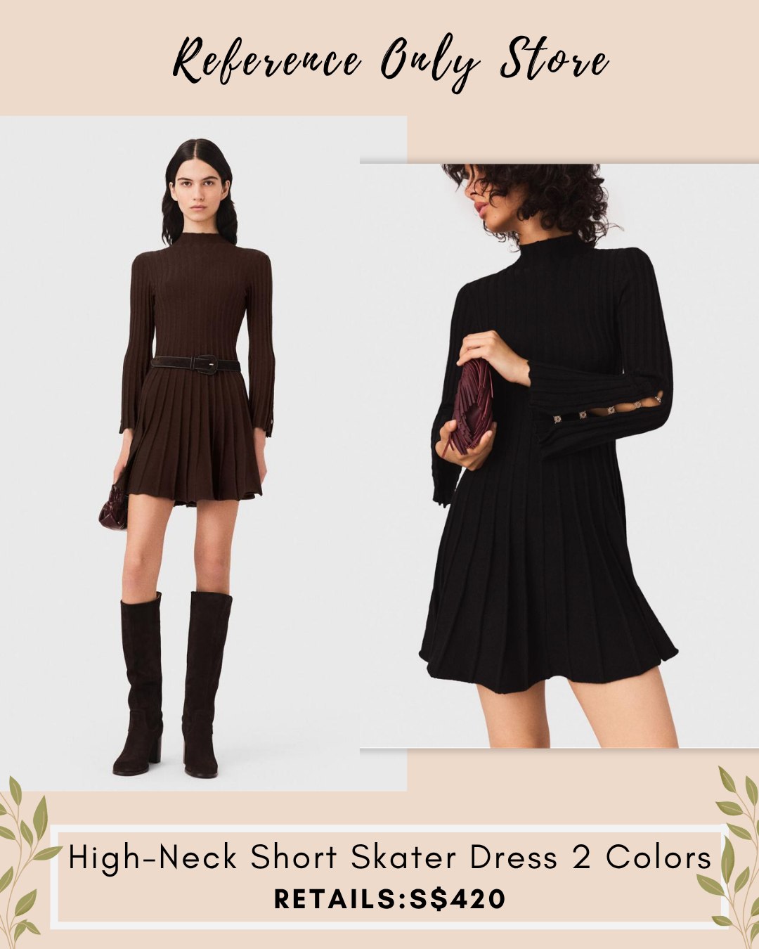 MJ High neck short skater dress in 2 colors