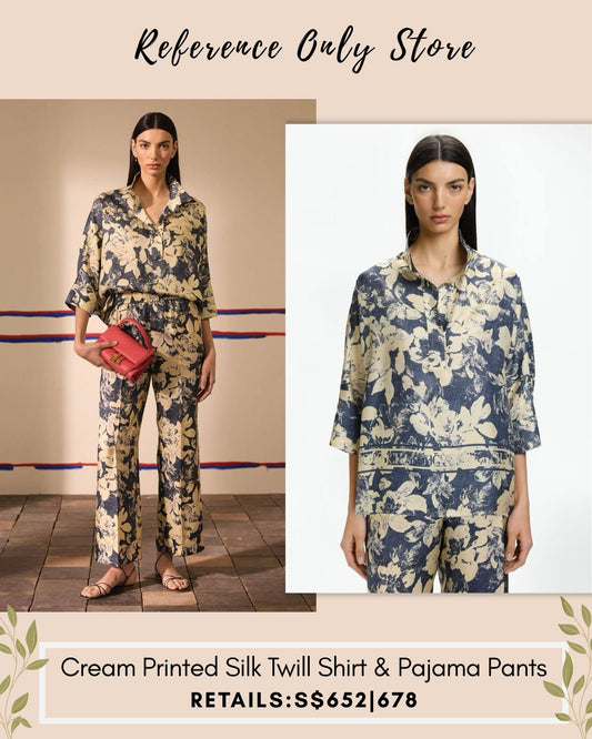 CH Silk twill shirt & pajama pants in cream