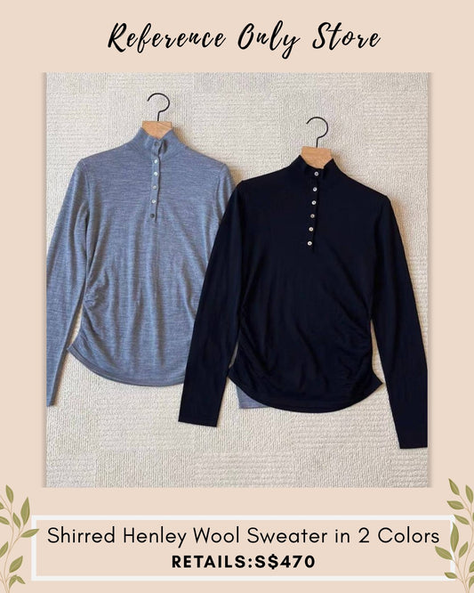 TH Shirred Henley wool sweater in 2 colors