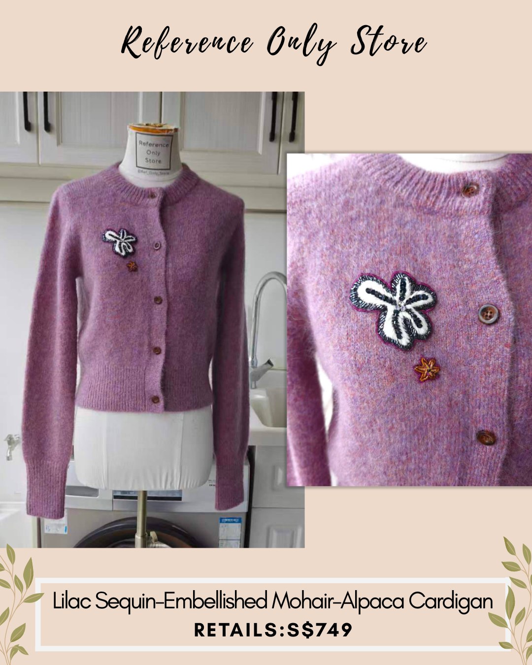 AM Lilac sequin embellisged mohair alpaca cardigan