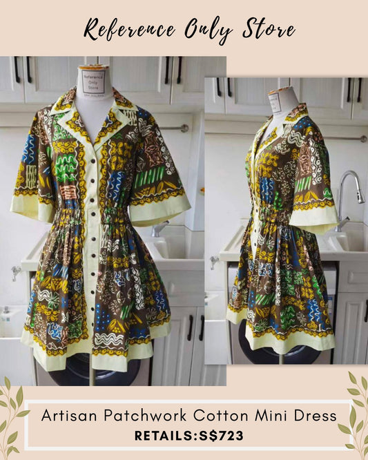 AM Artisan cotton patchwork mini dress