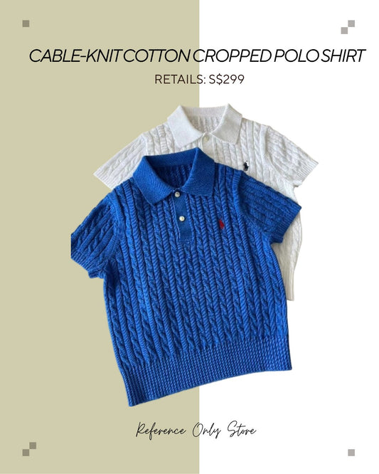 RL Cable knit cotton cropped polo shirt