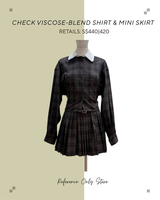 SD Check viscose blend shirt and mini skirt