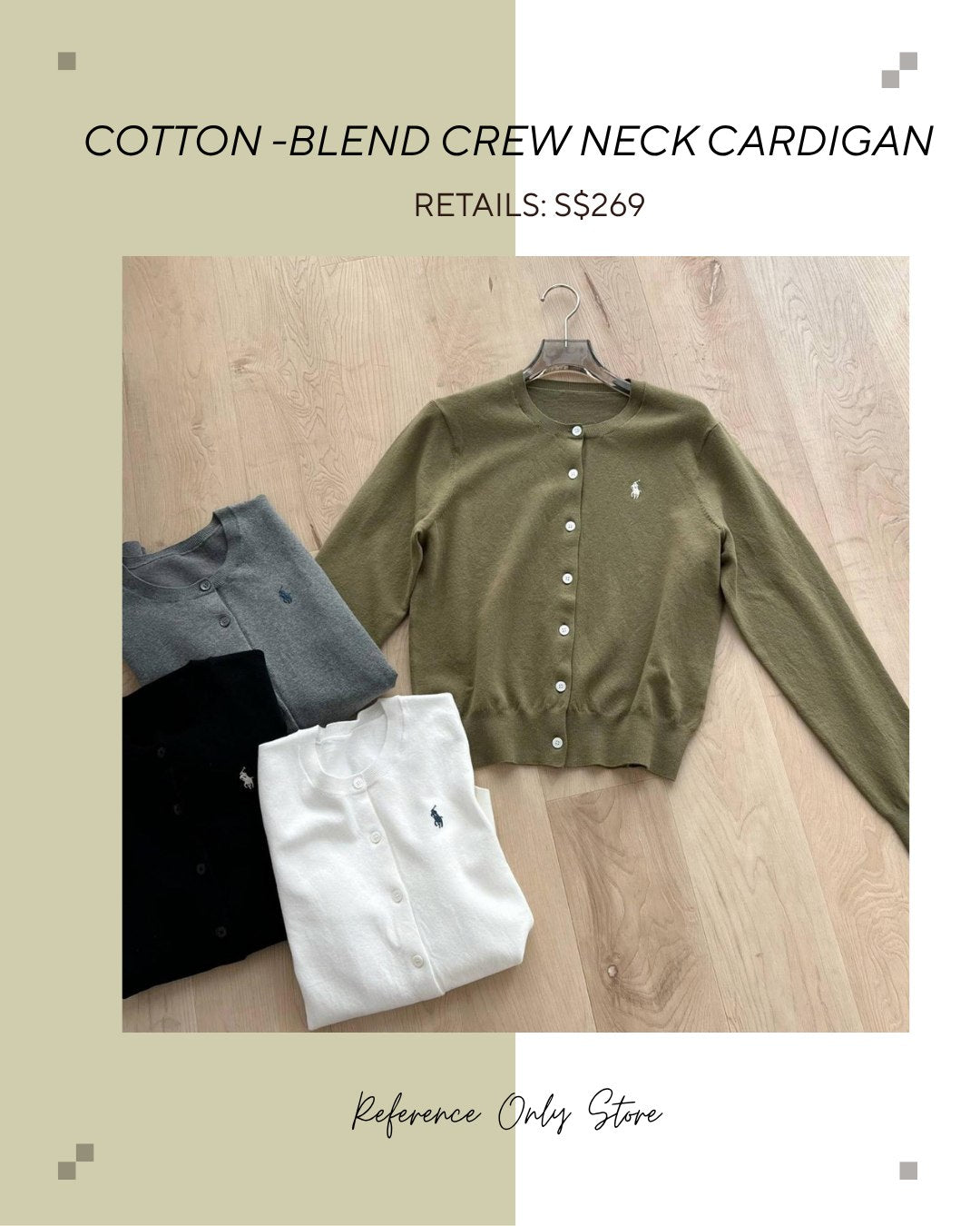 RL Cotton blend crew neck cardigan