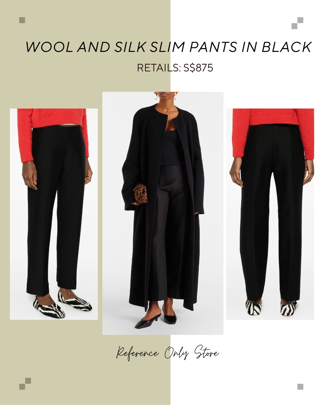 Tot wool and silk blend slim pants in black
