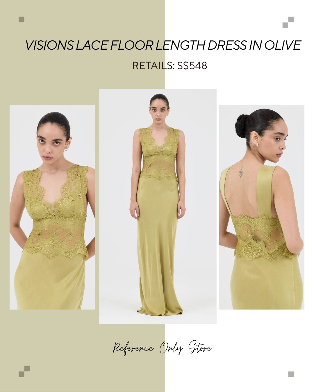 🎁 TF Visions lace floor length dress in olive