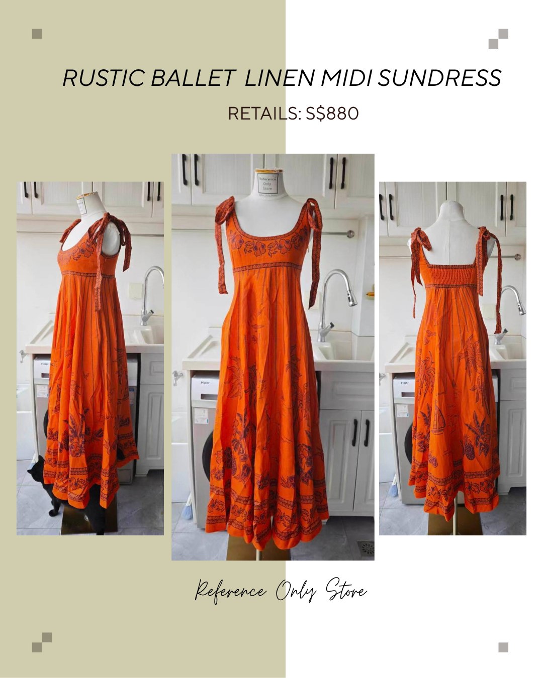 AM Rustic ballet linen midi sun dress