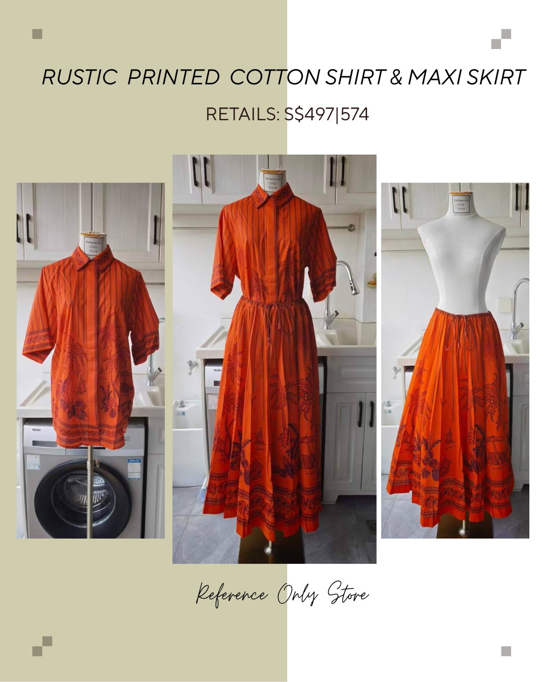 AM Rustic printed cotton shirt and maxi skirt