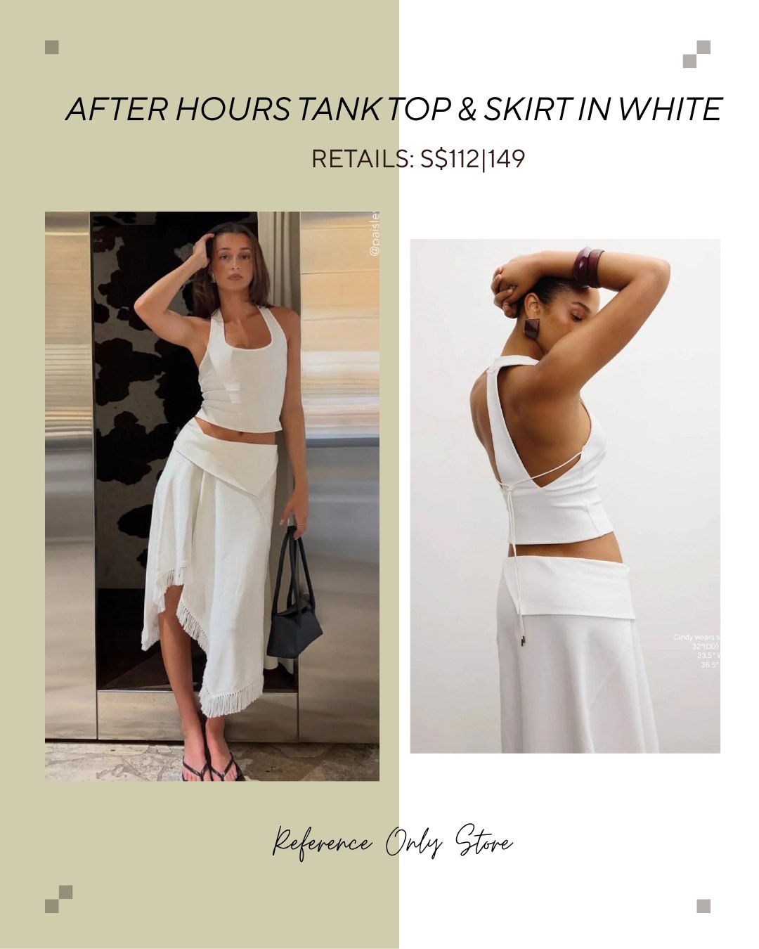 nv after hours tank top and skirt in white