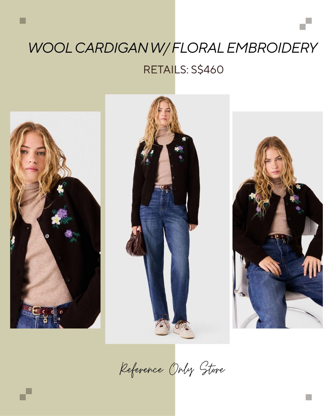 MJ Wool cardigan w floral embroidery