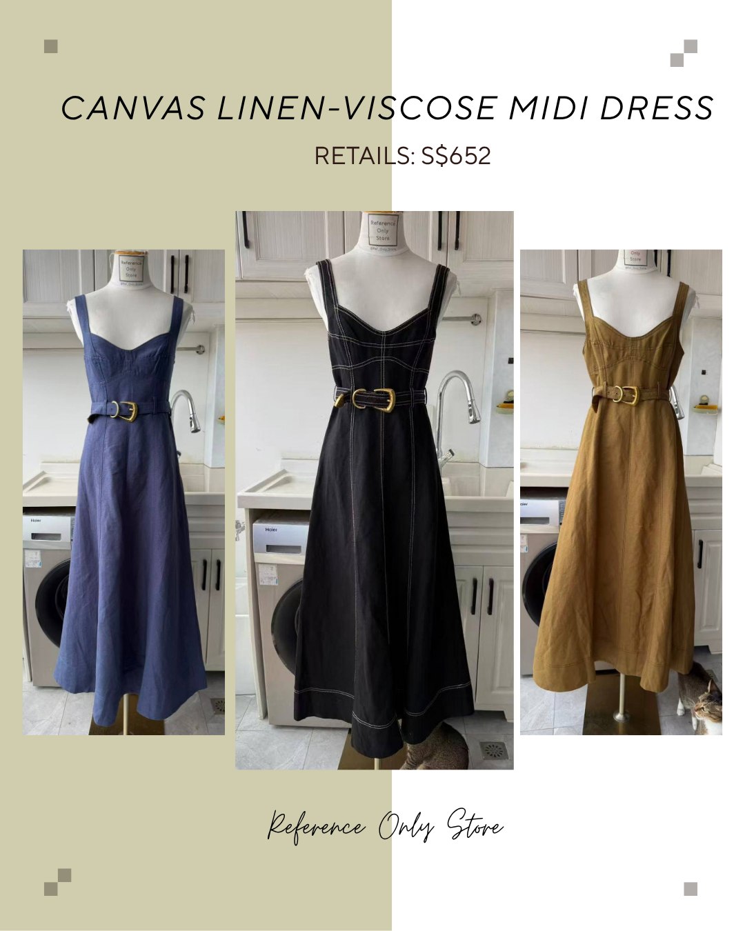AJ Canvas linen viscose midi dress