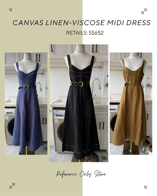 AJ Canvas linen viscose midi dress