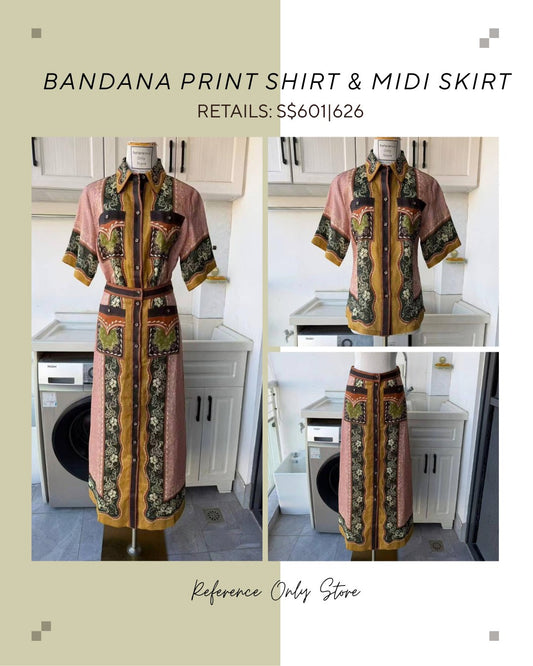 AM Bandana print shirt & midi skirt