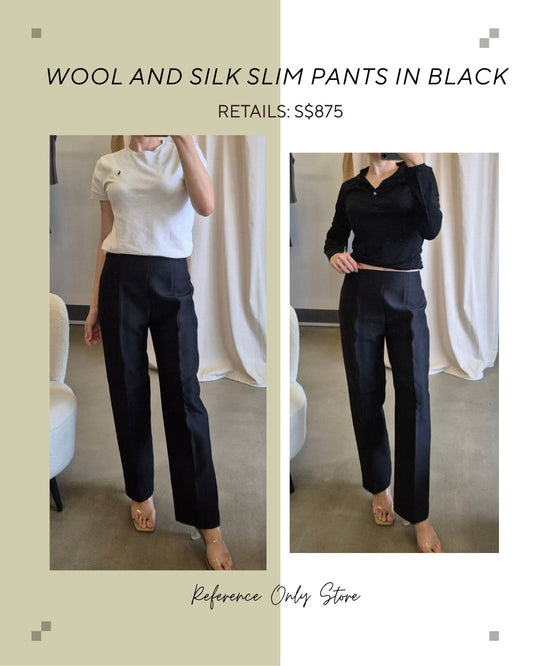 Tot wool and silk blend slim pants in black