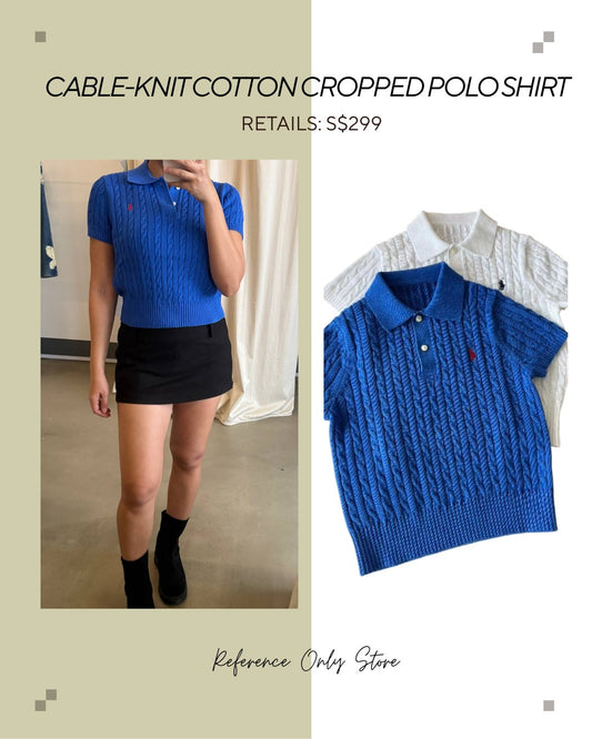 RL Cable knit cotton cropped polo shirt