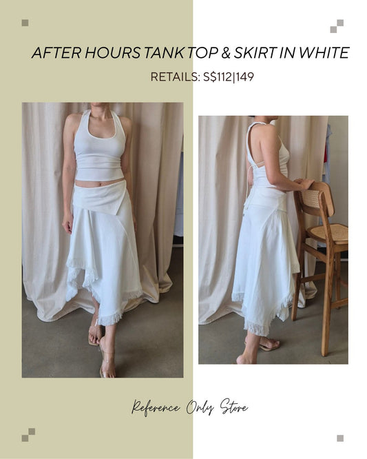 nv after hours tank top and skirt in white