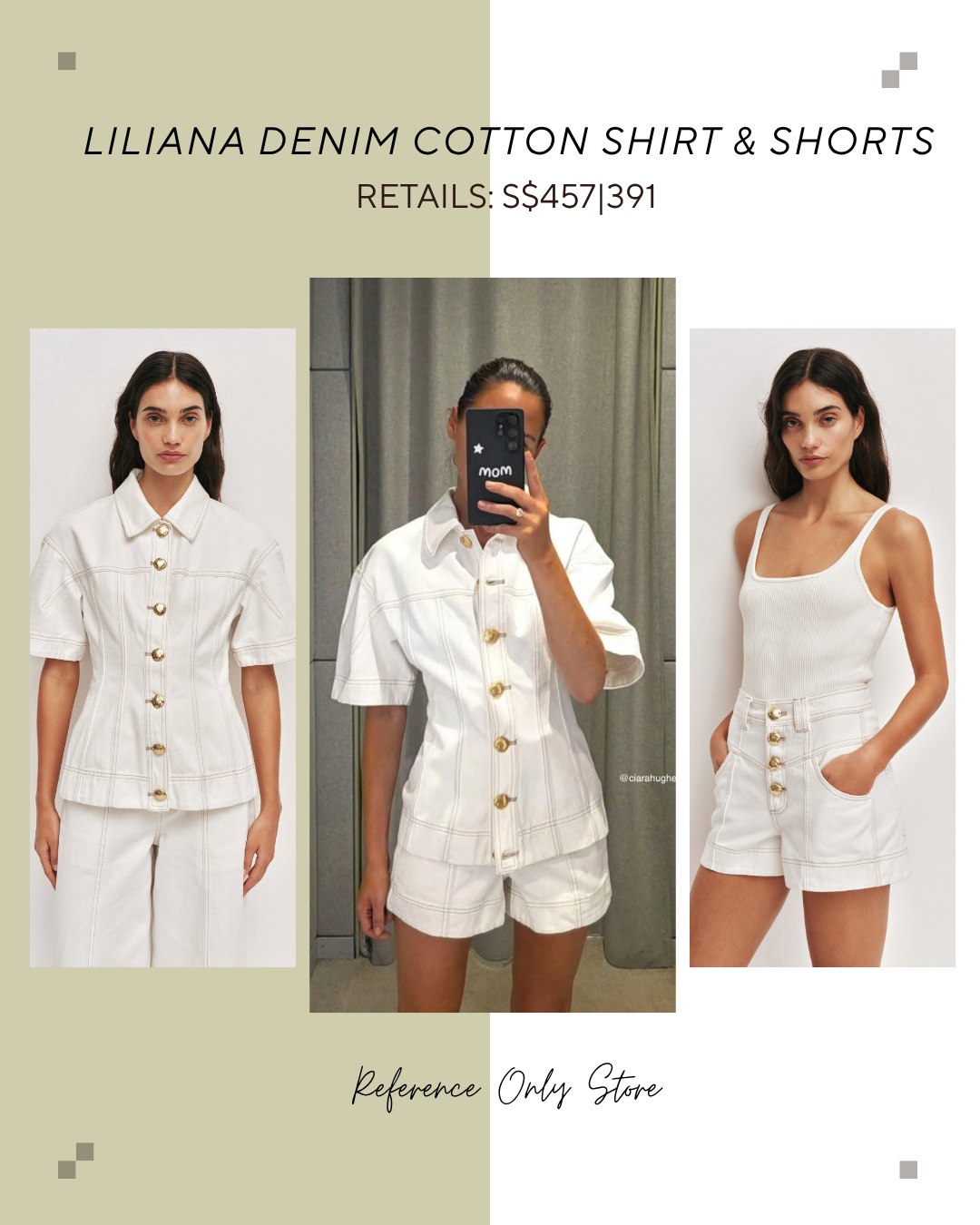 AJ Liliana denim cotton shirt and shorts