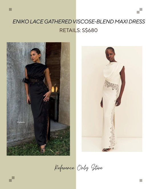 SJ Eniko lace gathered viscose blend maxi dress