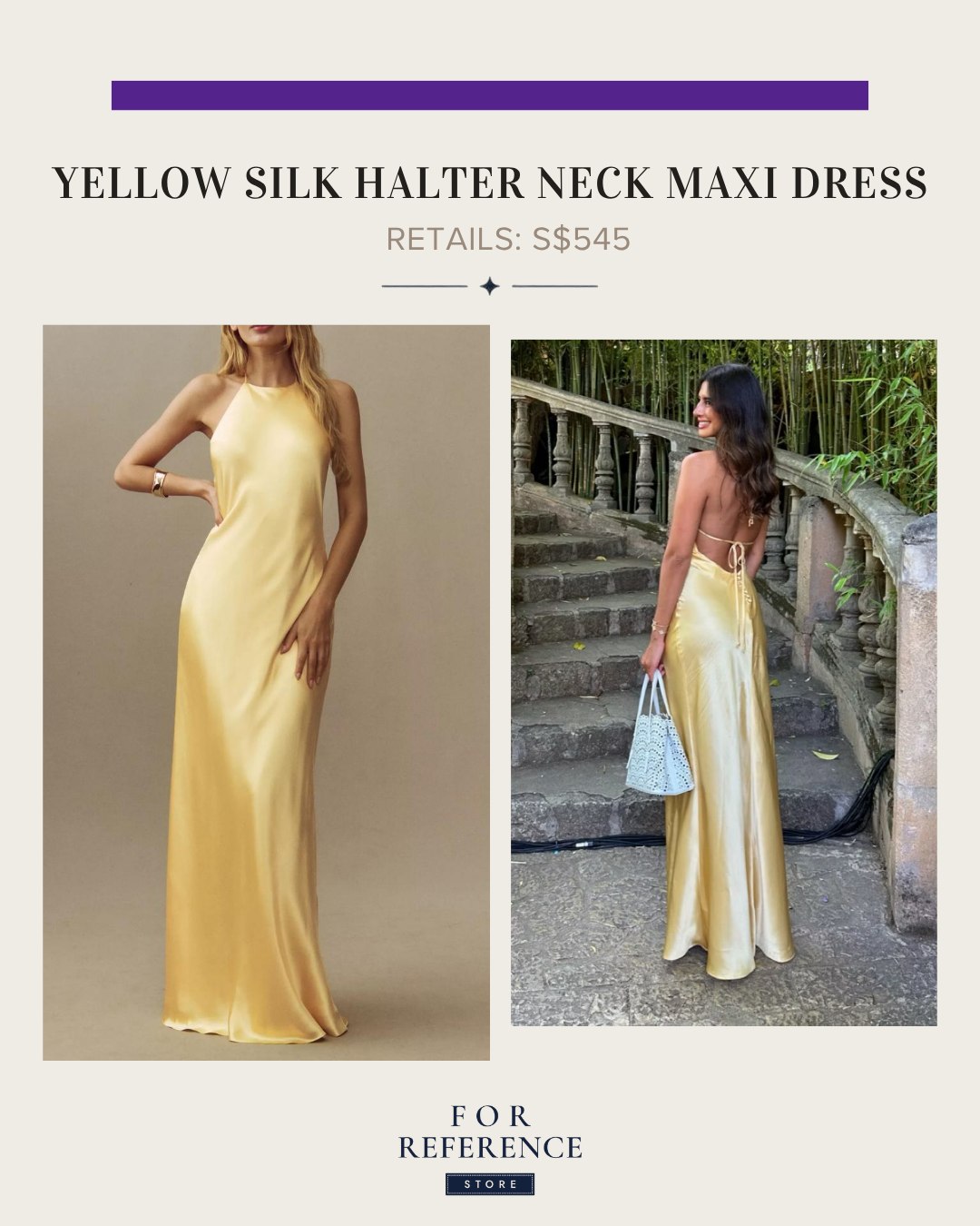 Yellow Silk Halter neck maxi dress