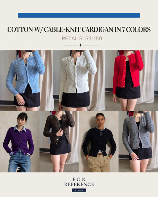 Cable knit Cotton crew neck cardigan