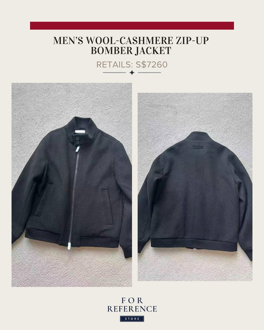 Men's Wool - cashmere blend zip up bomber jacket
