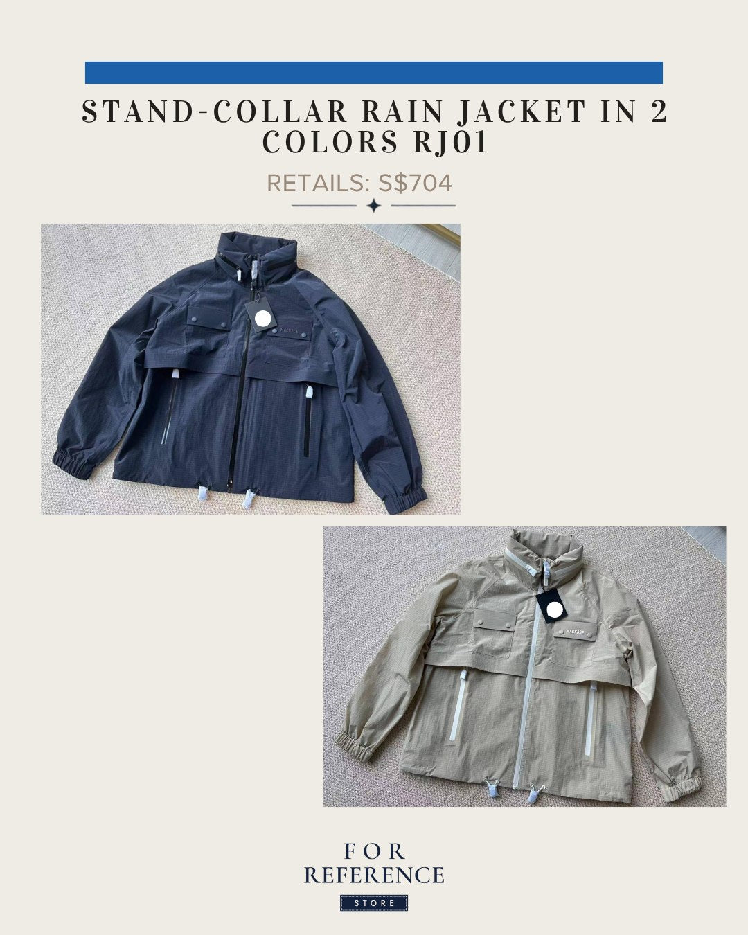 Stand collar rain jacket in 2 colors - RJ01 -