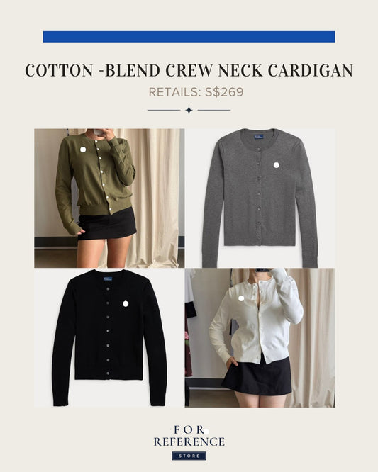 Cotton blend crew neck cardigan