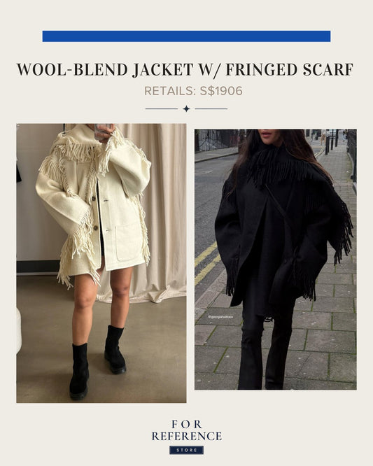Fringed scarf jacket in wool blend