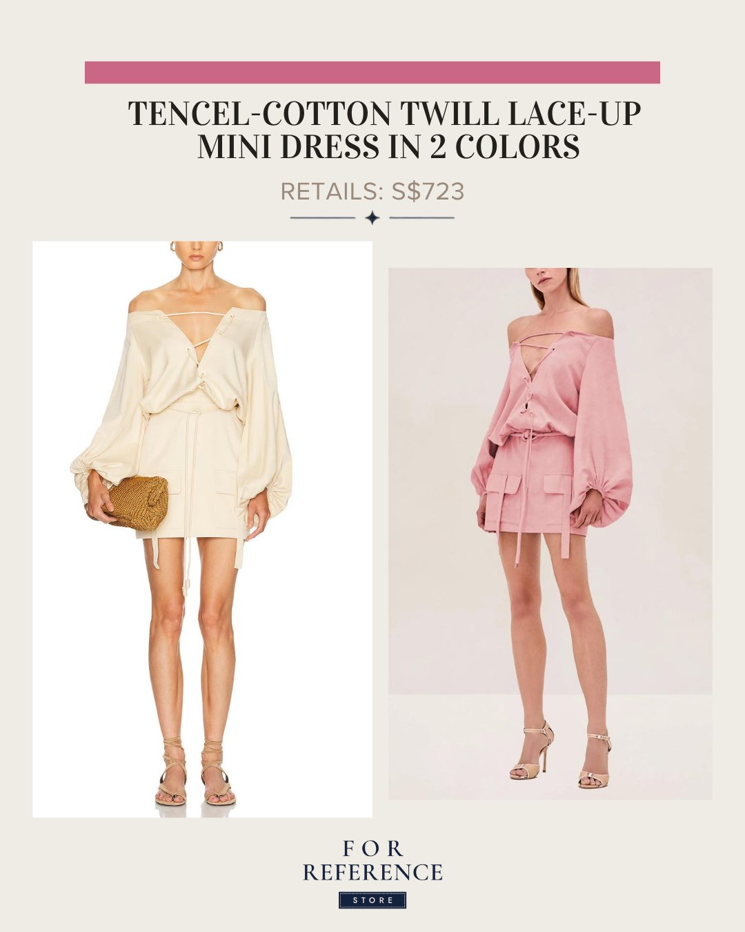 Tencel cotton twill lace up mini dress in 2 colors