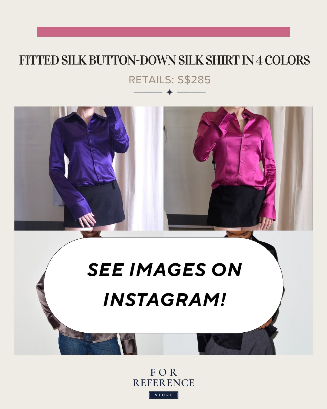 Fitted silk button down shirt in 4 colors