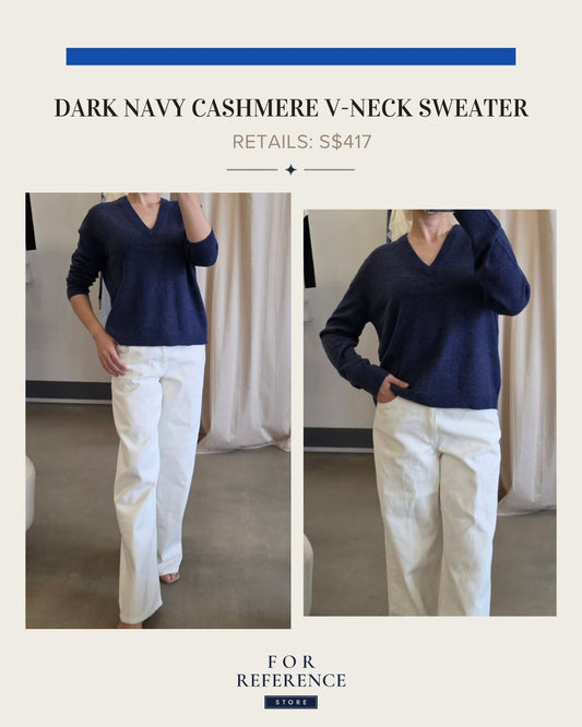 Dark navy cashmere v neck sweater