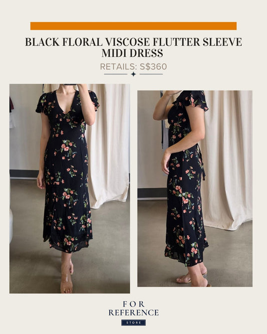 Frost midi floral viscose midi dress