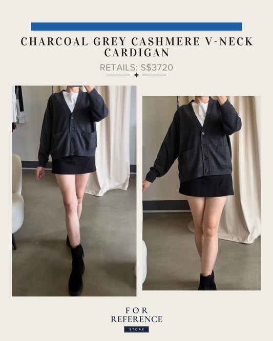 Charcoal grey 100% cashmere v neck cardigan